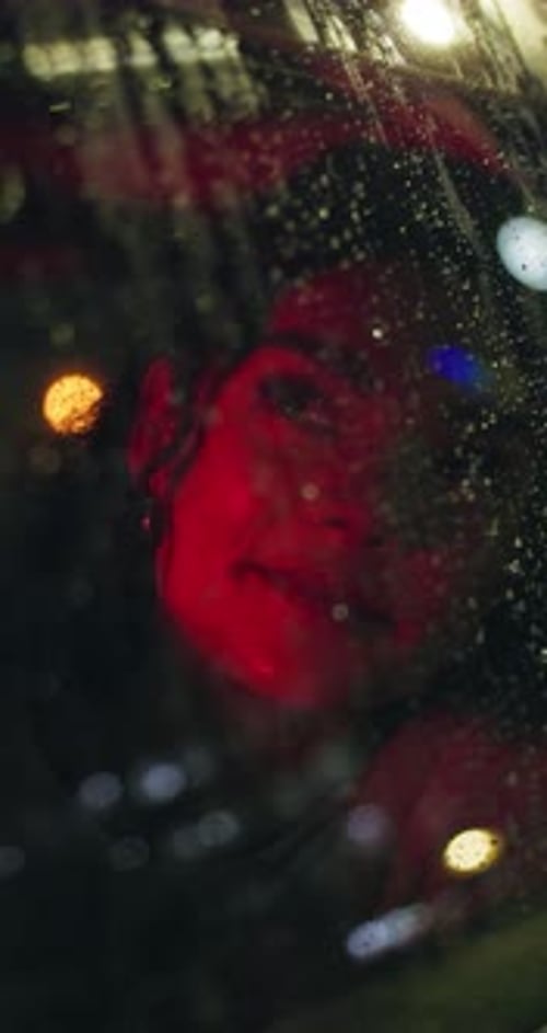 Travel, night or woman in car with thinking, sightseeing or wonder in urban holiday