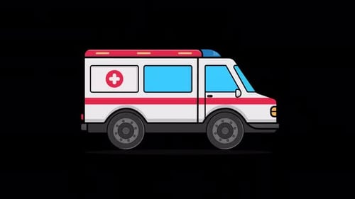 Animated Flat Design Ambulance Driving Loop