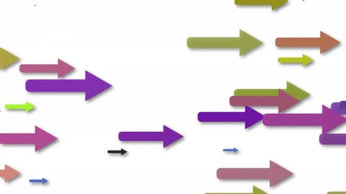 Arrow Direction Banner Sign Moving On White Background. Multi Color Arrow Sign Arrows Loop Animation