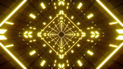 Fast Flickering Yellow Lamp Diamond Tunnel Background