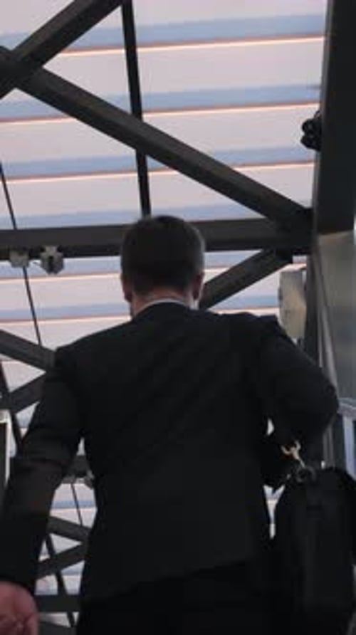 Business Man Goes to Work in the Office Vertical Video