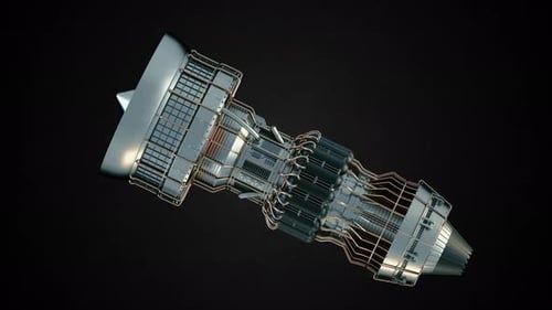 Concept of Industry 4.0 Generated Engineering Turbine. Looping Rotate Part of Electric