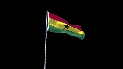 Realistic Ghana Flag Waving on Black Background