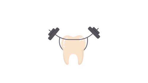 Animated Tooth Lifting Barbell Health Icon