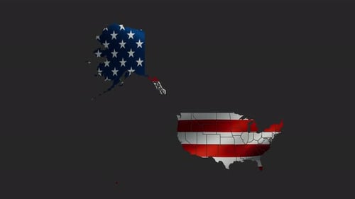 Karte der USA mit einer wehenden Nationalflagge innerhalb ihrer Grenzen