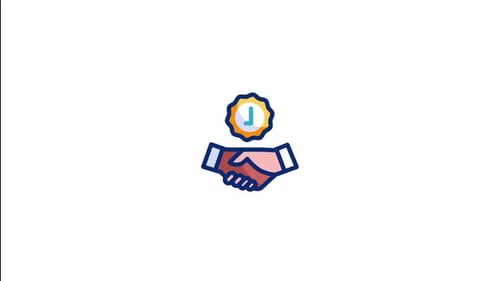 Animated Handshake Icon with Checkmark for Corporate Agreement
