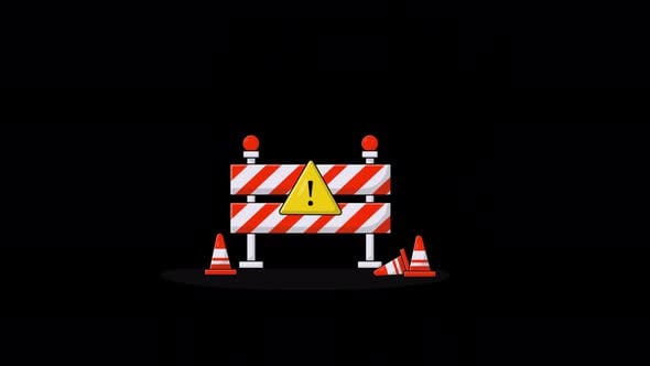 Animated Flat Design Warning Barrier with Cones, Backgrounds Motion ...