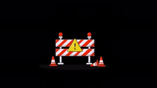Animated Under Construction Maintenance with Warning Sign Concept Video - Transparent