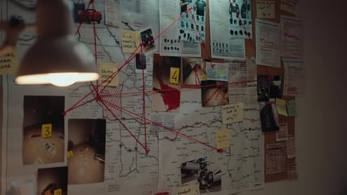 Crime Investigation Board at the Police Station during Night