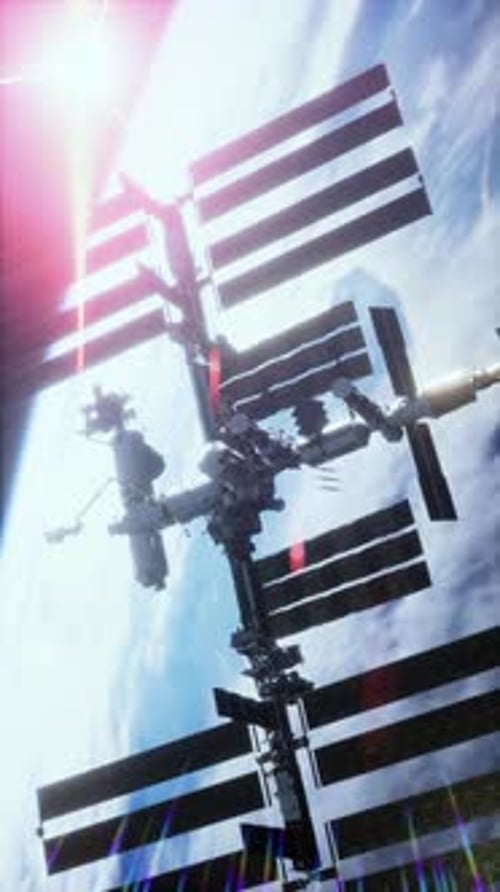 View of the Earth and International Space Station is Orbiting Vertical