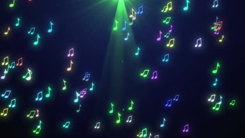Music Notes Falling With Optical Flare Animation And Color Changing Animation. Music Notes