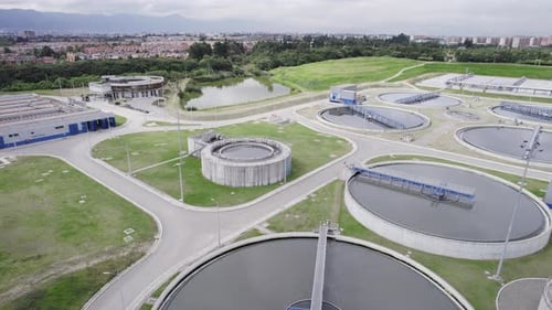 Orbit shot of Aes Andres port for distribution and storage of liquefied natural petroleum gas