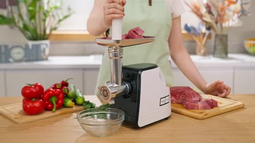 Fresh Meat In Meat Grinder