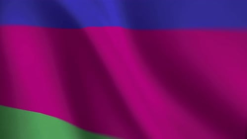 Abstract Waving Flag Animation with Blue Magenta Green Stripes
