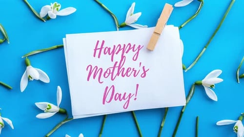 Happy Mother's Day Card With Snowdrop Flowers