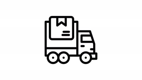 Minimalist Delivery Truck Icon Animated with Loading Package