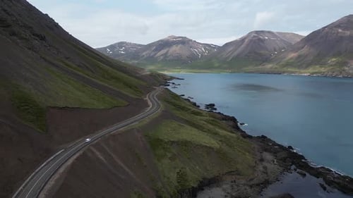 Road to Seydisfjordur Iceland from above