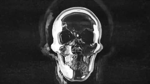 Animated skull with glitch effects for intense horror scenes or music videos