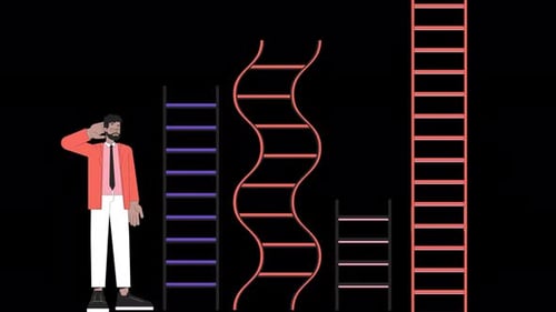 Different career ladders line 2D animation