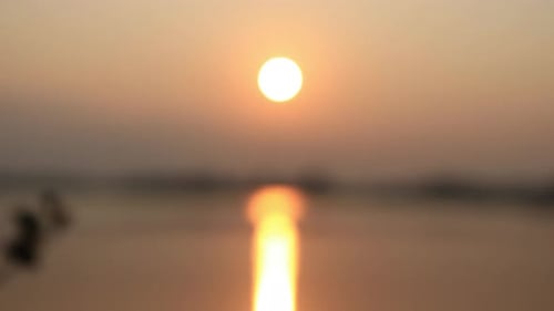 orange natural atmosphere at sunset on the lake