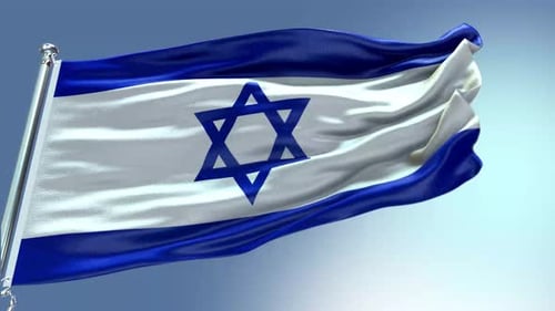Israel Flag Waving in Wind with Realistic Fabric Animation