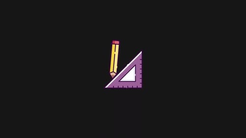 2D Animated Icon of a Pencil and Set Square