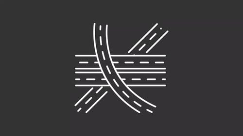Animated road junction traffic white line icon