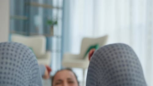 Woman Doing Sit Ups, Intense Indoor Home Workout