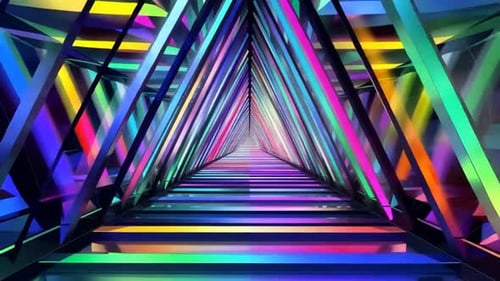 Vibrant Neon Triangle Tunnel Loop