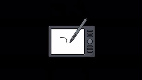 Animated Graphic Tablet and Pen. Gadgets and Devices Concept Video - Transparent