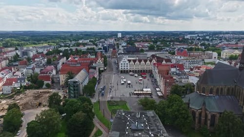 Vista aérea do Neue Markt em Rostock, Alemanha