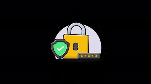 Lock with Shield. Strong Security Concept Animation Video - Transparent