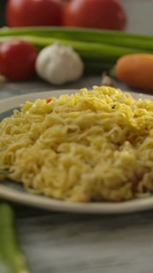 Noodle Plate with Vegetables, Ready to Eat