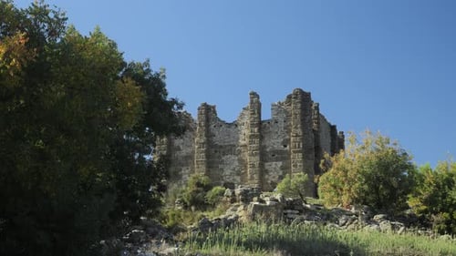 The Remains of an Ancient Structure or Castle or Fortress in Antalya Turkey