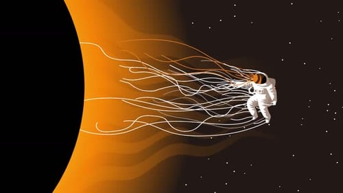 Astronaut Pulled Towards Black Hole in Abstract Space Animation