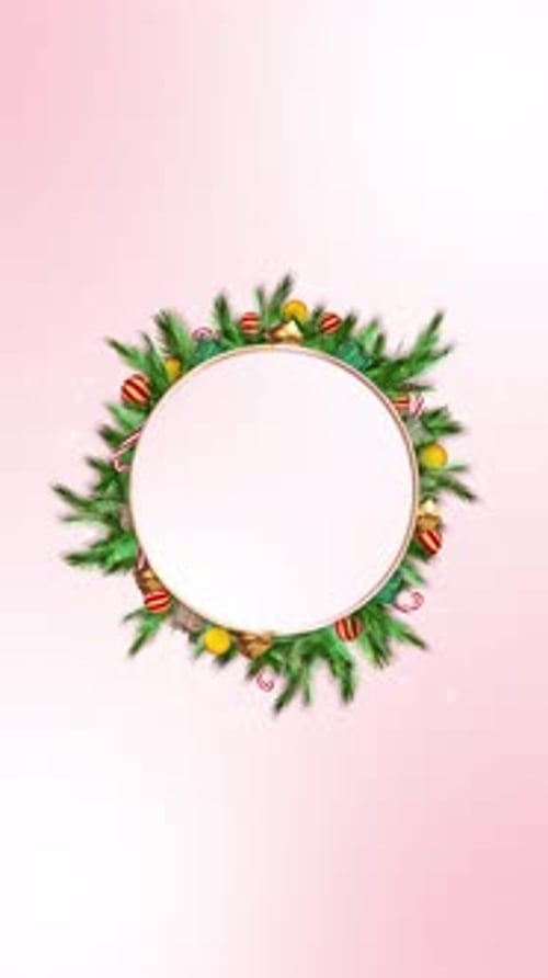Animated Christmas Wreath Frame Vertical Background