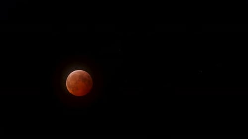 Lunar Eclipse of the Blood Moon in Night Sky