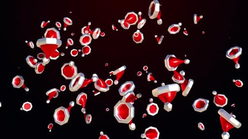 Falling Low Poly Santa Hats Festive Christmas Animation