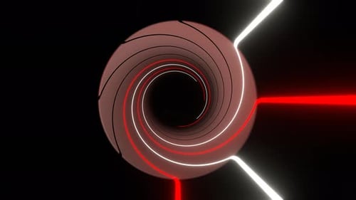 Red And White Rotating Spiral Lines Strobe Background Vj Loop In 4K