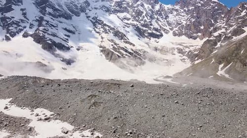Fantastic Mountain Scenery of Snowcovered Alpine Sharp Peaks Aerial View