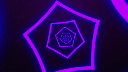 Neon Geometric Pentagon Tunnel Loop Background