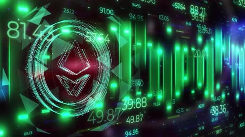 Cryptocurrency Icon on the Background of the Digital World