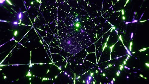Flying into digital technology tunnel. Motion background. Computer networking