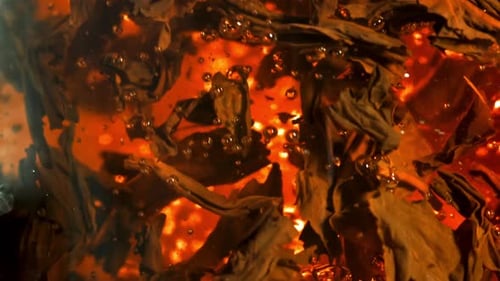 Tea Leaves Swirling in Hot Water