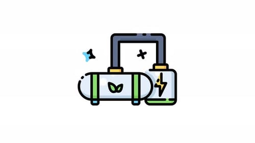 Animated Eco Energy Icon: Battery and Leaf Connection