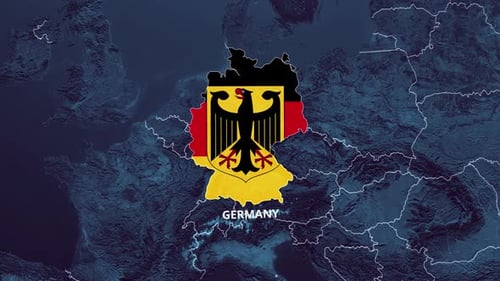 Animated Germany Map with National Flag and Coat of Arms Reveal