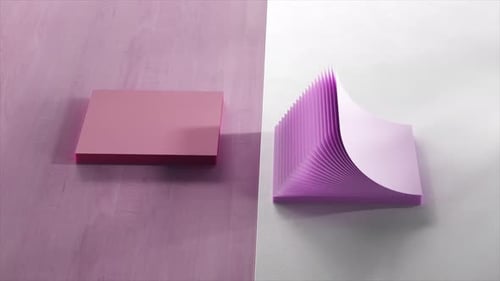 Top View of Stacks of Office Stickers Stationery Adhesive Colored Paper Open and Close Like a Fan