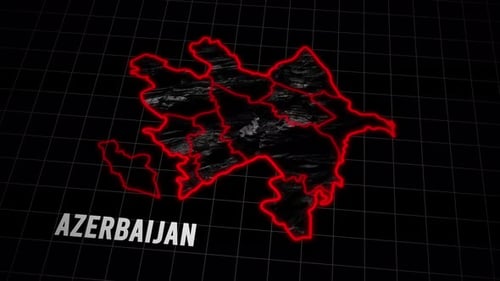 Animated Map of Azerbaijan with Glowing Red Outline