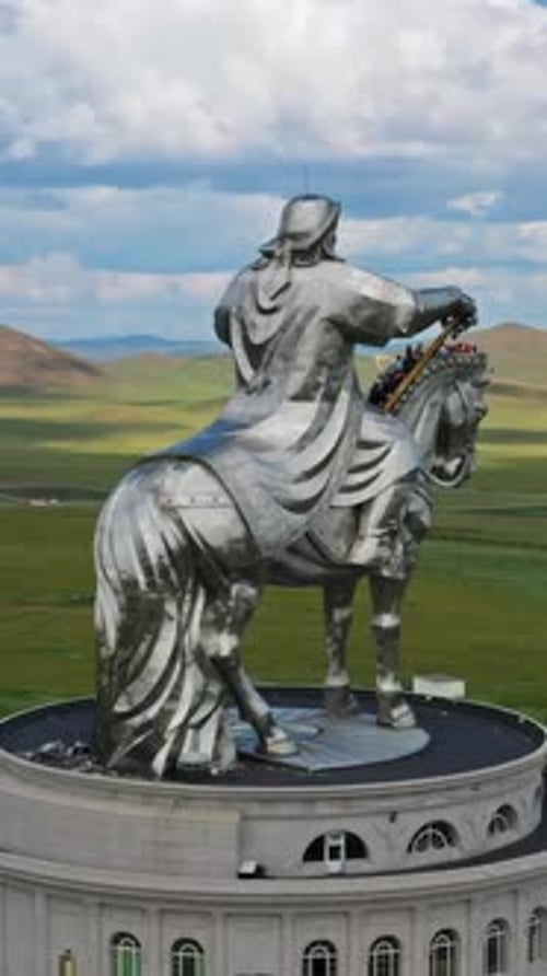 Aerial View of Genghis Khan Statue Mongolia