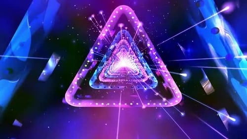 Neon Triangle Tunnel Abstract Background